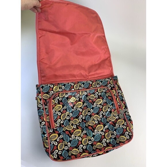 Vera Bradley Frill Messenger Bag Happy Snails Pattern Pink Leaf Flap Magnetic - Picture 4 of 16